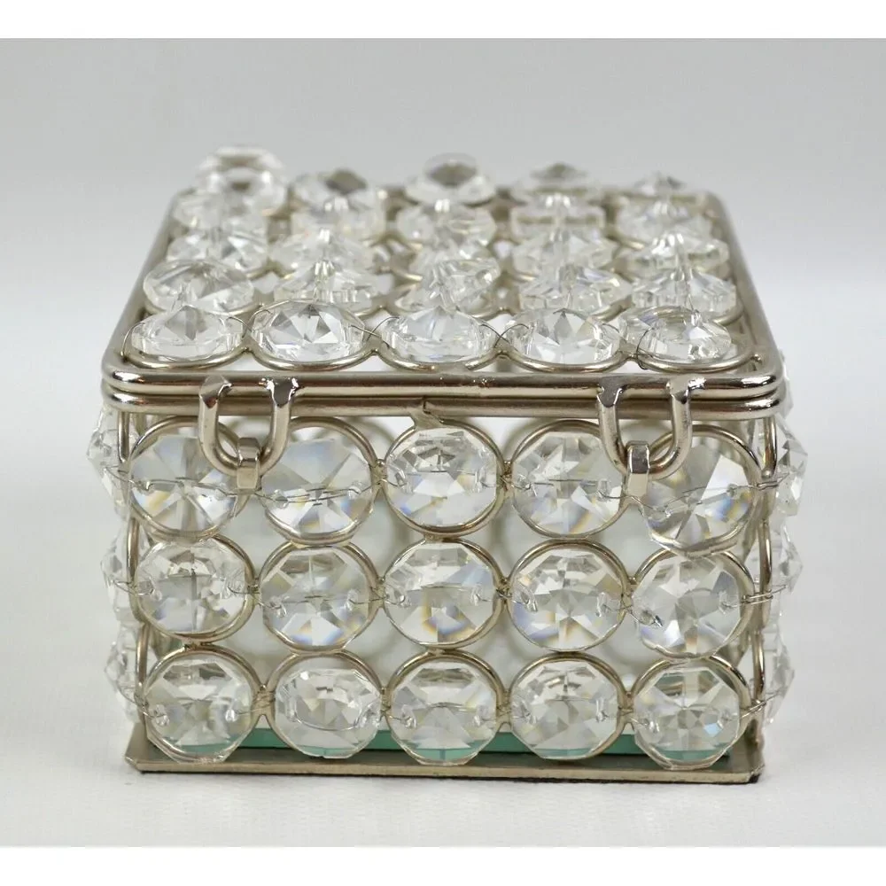 Clear Prism Rhinestone Jewelry Box  with Mirror Bottom‎ 3.5